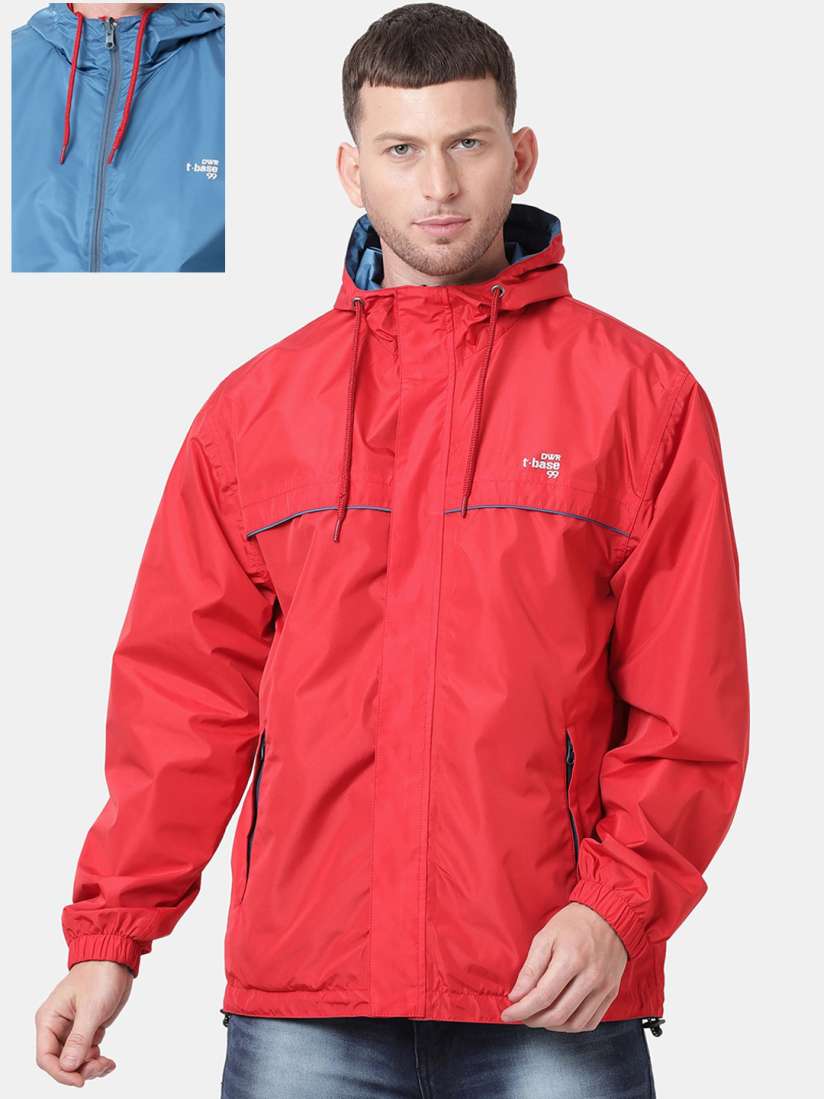 Buy t base Men Red Blue Solid Waterproof Reversible Rainwear Jacket Rain Jacket for Men 14171062 Myntra