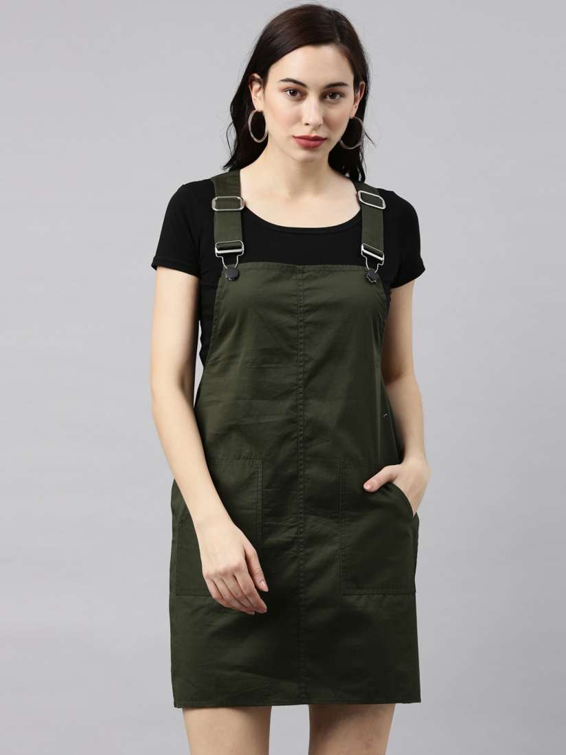 Olive green overall dress new arrivals