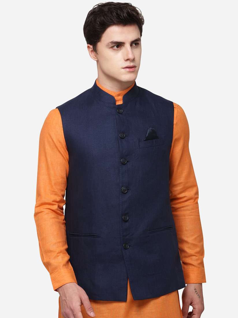 Buy MODI JACKET Men Navy Blue Solid Nehru Jacket Nehru Jackets for Men 14183874 Myntra