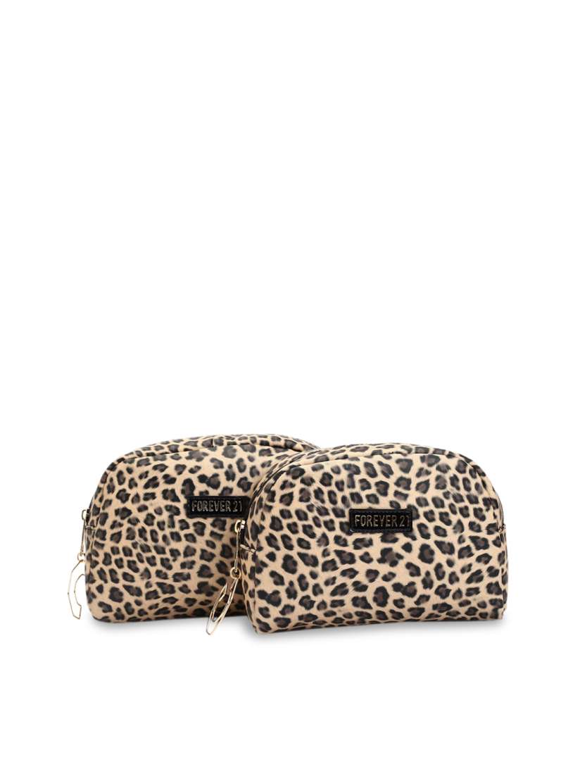 Buy FOREVER 21 Set of 2 Beige Brown Leopard Print Cosmetic Pouch Travel Accessory for Women 14189530 Myntra