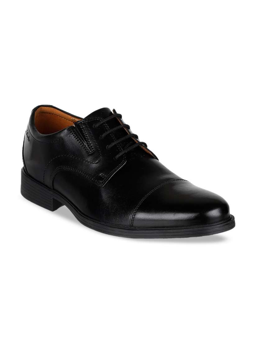 Buy Clarks Men Black Solid Leather Whiddon Cap Formal Derbys Formal Shoes for Men 14190122 Myntra
