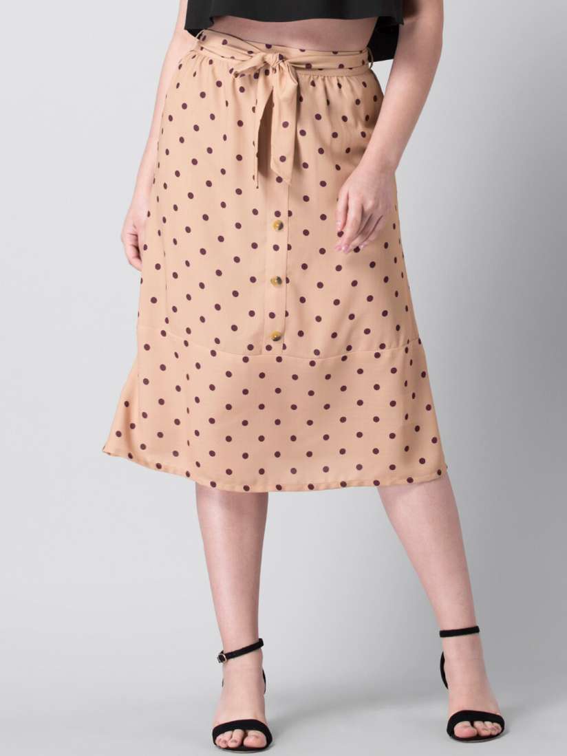 beige dotted skirt