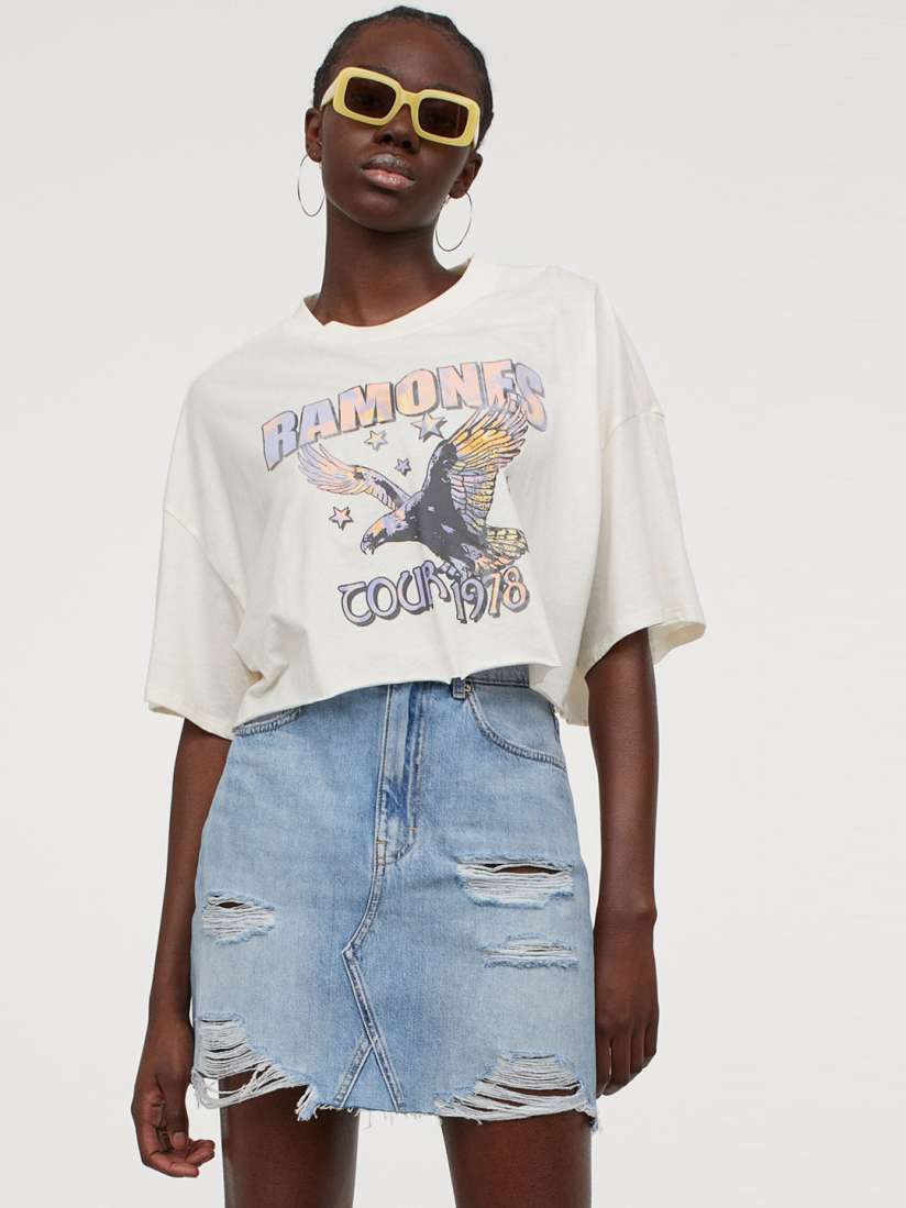 Buy H M Women Blue Washed Denim Skirt Skirts for Women 14223628 Myntra