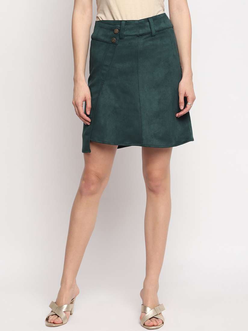 Buy OTORVA Women Green Solid Wrap Around Knee Length Skirt Skirts for Women 14024872 Myntra