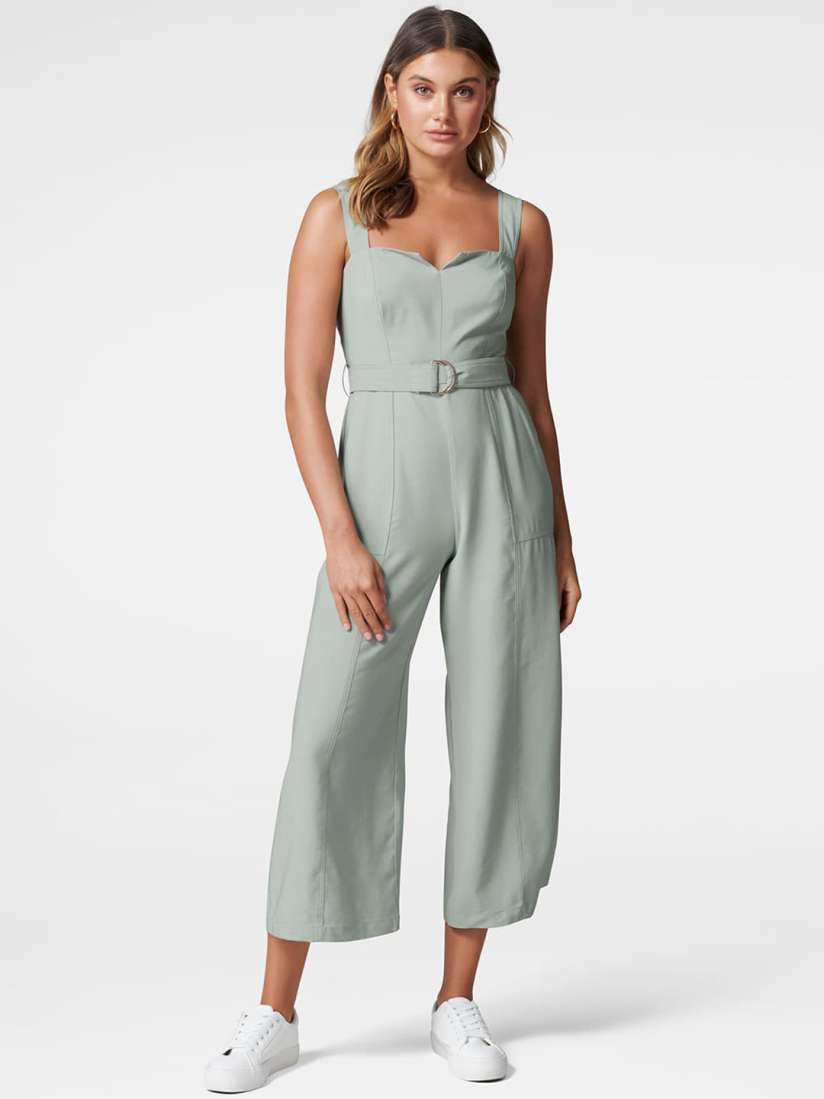 Buy Forever New Women Green Solid Wide Leg Belted Basic Jumpsuit Jumpsuit for Women 14029876 Myntra