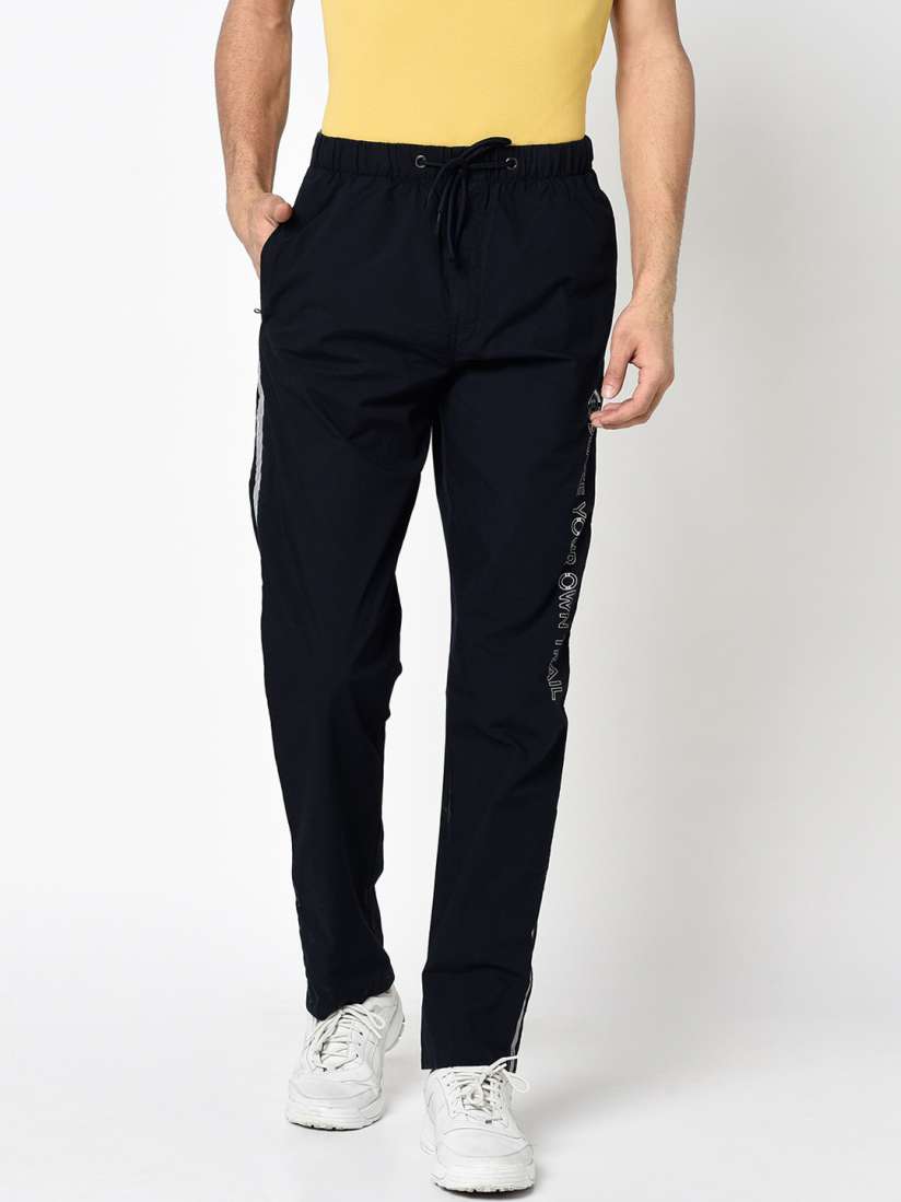 Buy Octave Men Navy Blue Solid Cotton Track Pants with Side Striped Detail Track Pants for Men 14041354 Myntra