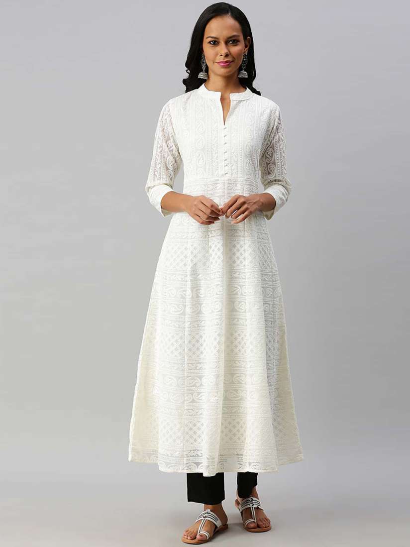 White anarkali myntra online