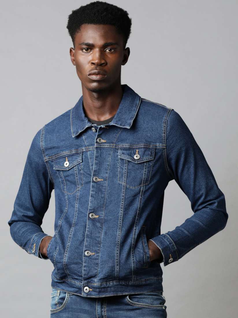 Buy Blue Saint Men Blue Denim Jacket Jackets for Men 14326384 Myntra