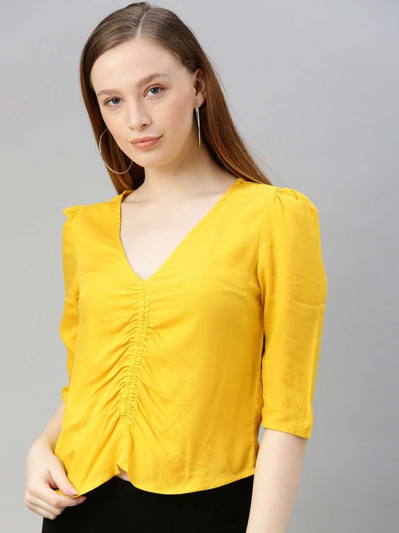 Buy Sera Yellow Regular Solid Top Tops for Women 14327220 Myntra