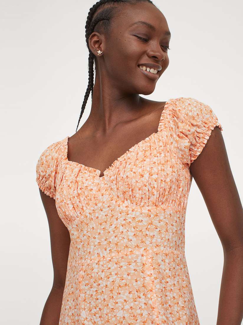 Buy H M Women Orange White Ditsy Floral Printed Empire Dress Dresses for Women 14342092 Myntra