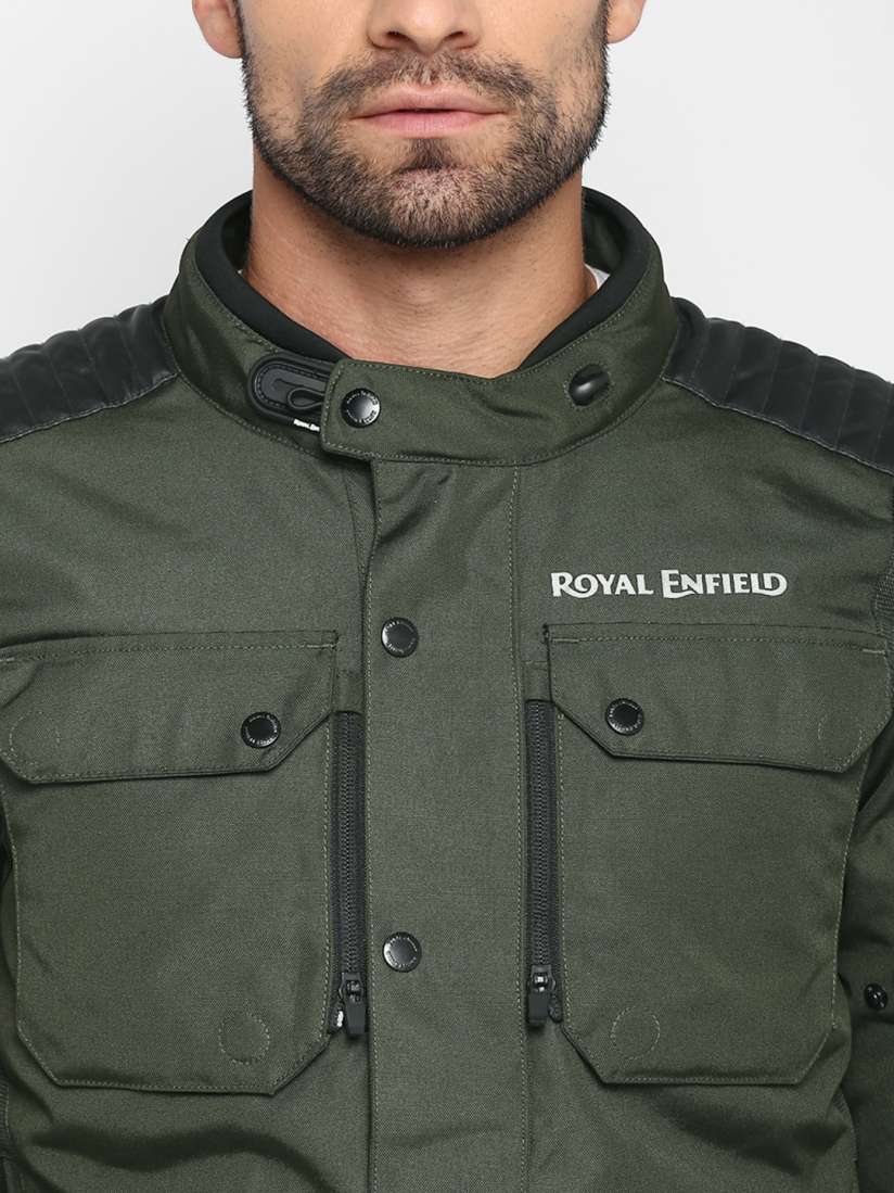 Buy Royal Enfield Men Olive Green Khardungla V2 Biker Jacket Jackets for Men 14336134 Myntra