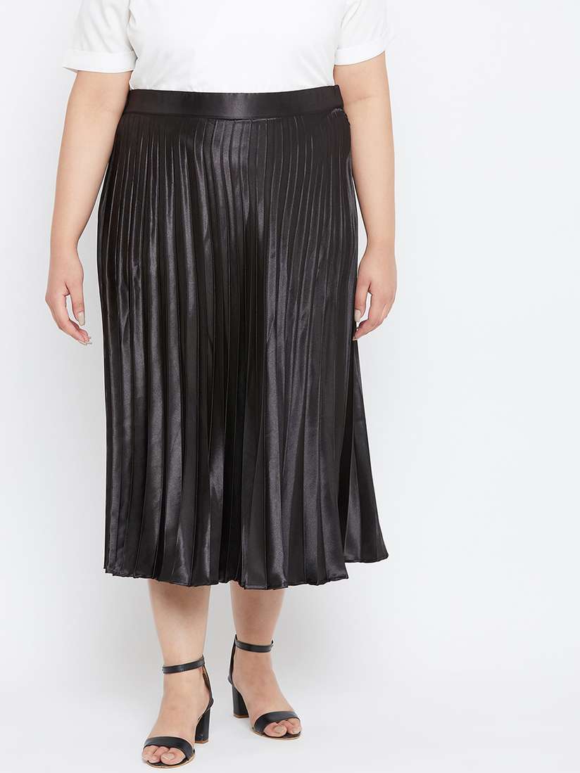 Leather Skirt Plus Size Accordion Pleated Skirt Pleated Skirt Long - Main Image