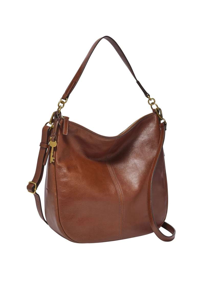 Buy Fossil Brown Solid Leather Hobo Bag Handbags for Women 14368716 Myntra