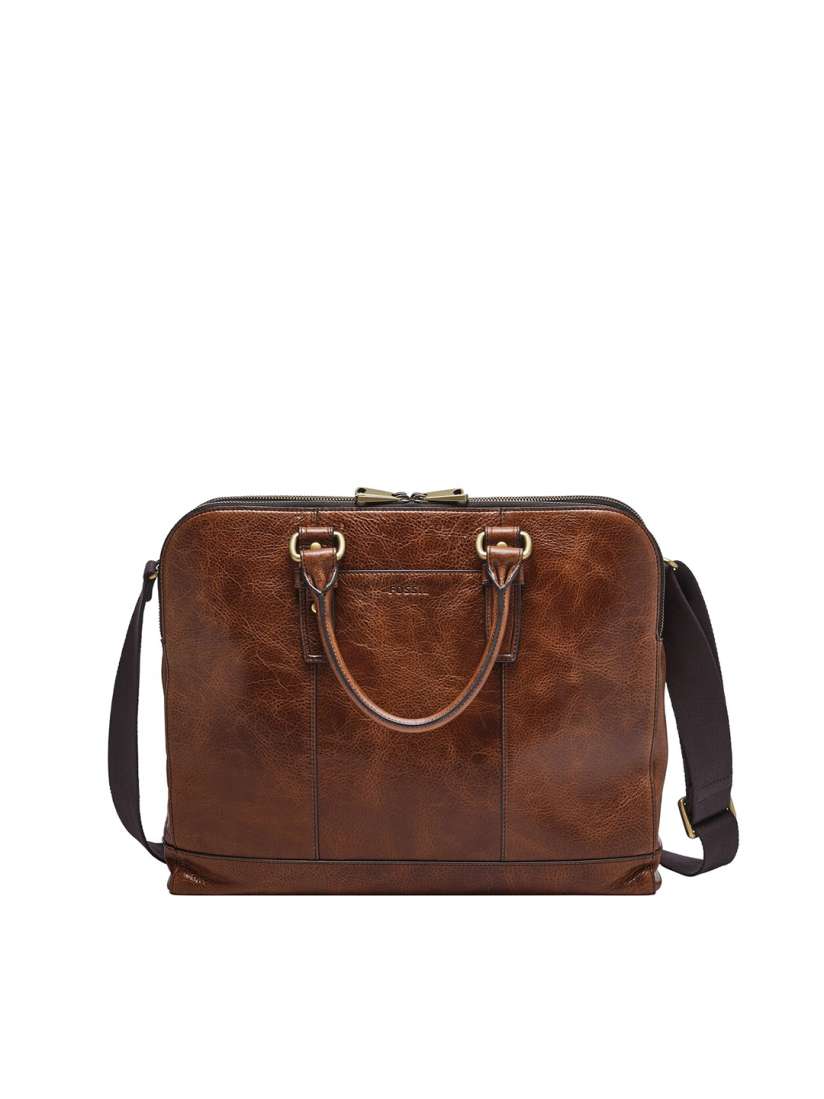 Buy Fossil Men Brown Solid Leather Laptop Bag Laptop Bag for Men 14367870 Myntra