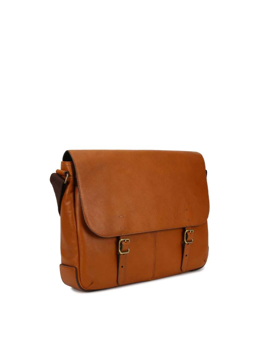 Buy Fossil Men Tan Brown Textured Leather Messenger Bag Messenger Bag for Men 14367860 Myntra