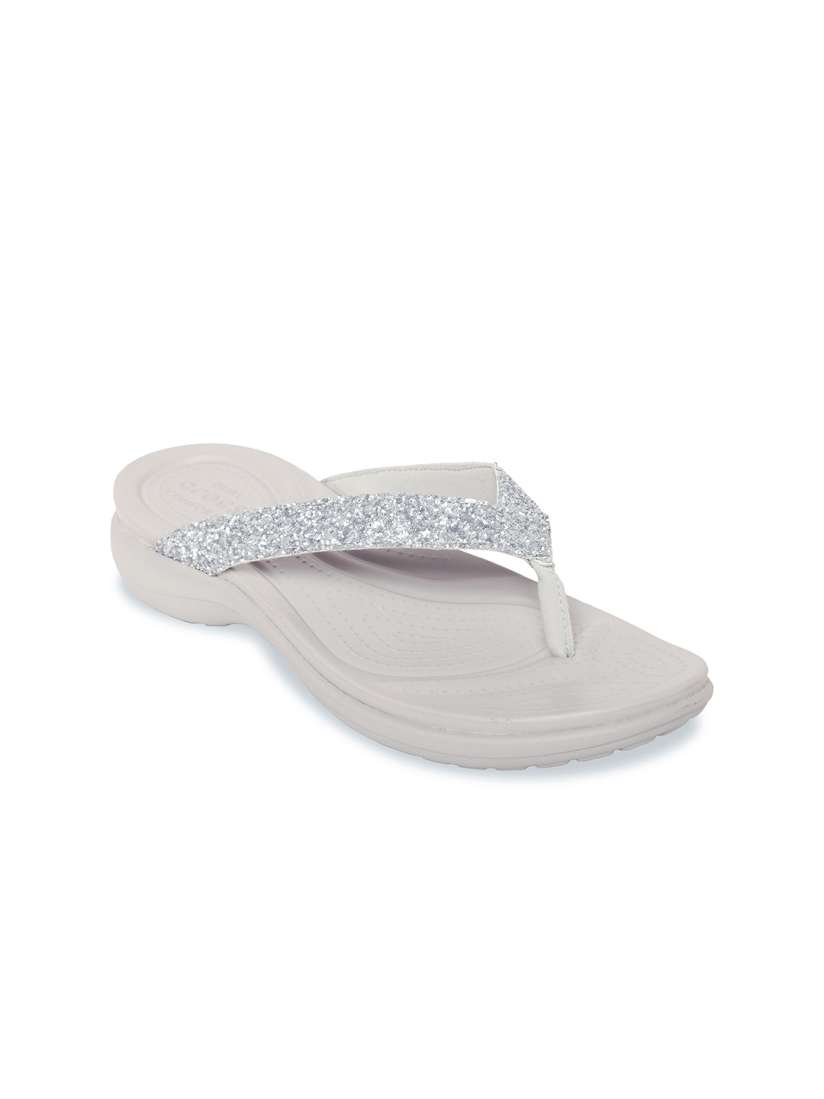 Buy Crocs Capri Women Grey Silver Toned Embellished Croslite Thong Flip Flops Flip Flops for Women 14379256 Myntra