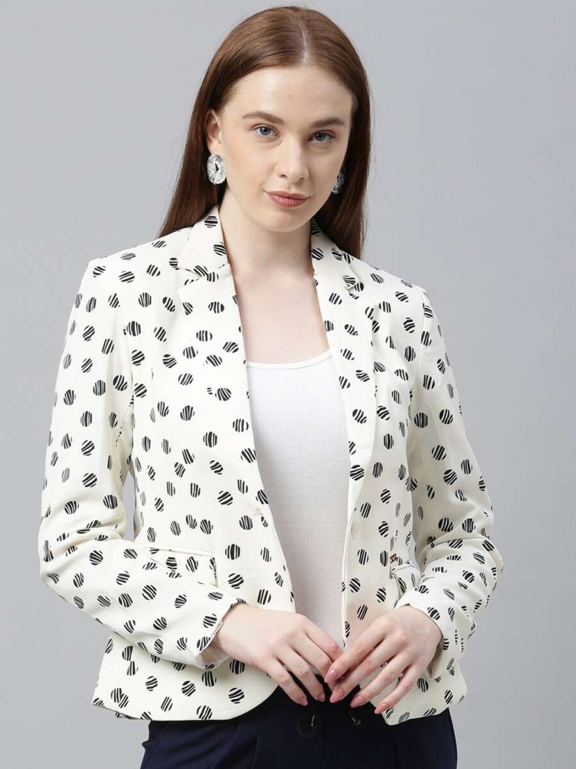 Buy Park Avenue Woman White Black Printed Single Breasted Blazer Blazers for Women 14388222 Myntra