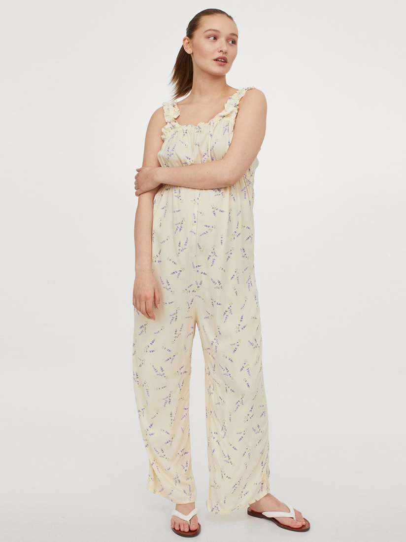Buy H M MAMA Beige Purple Printed Lyocell Jumpsuit Jumpsuit for Women 14407560 Myntra
