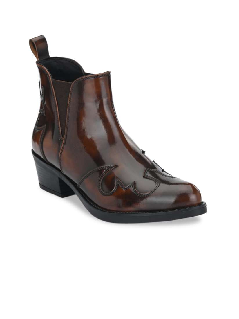 Buy Delize Women Brown Leather Mid Top Flat Boots Boots for Women 14401322 Myntra