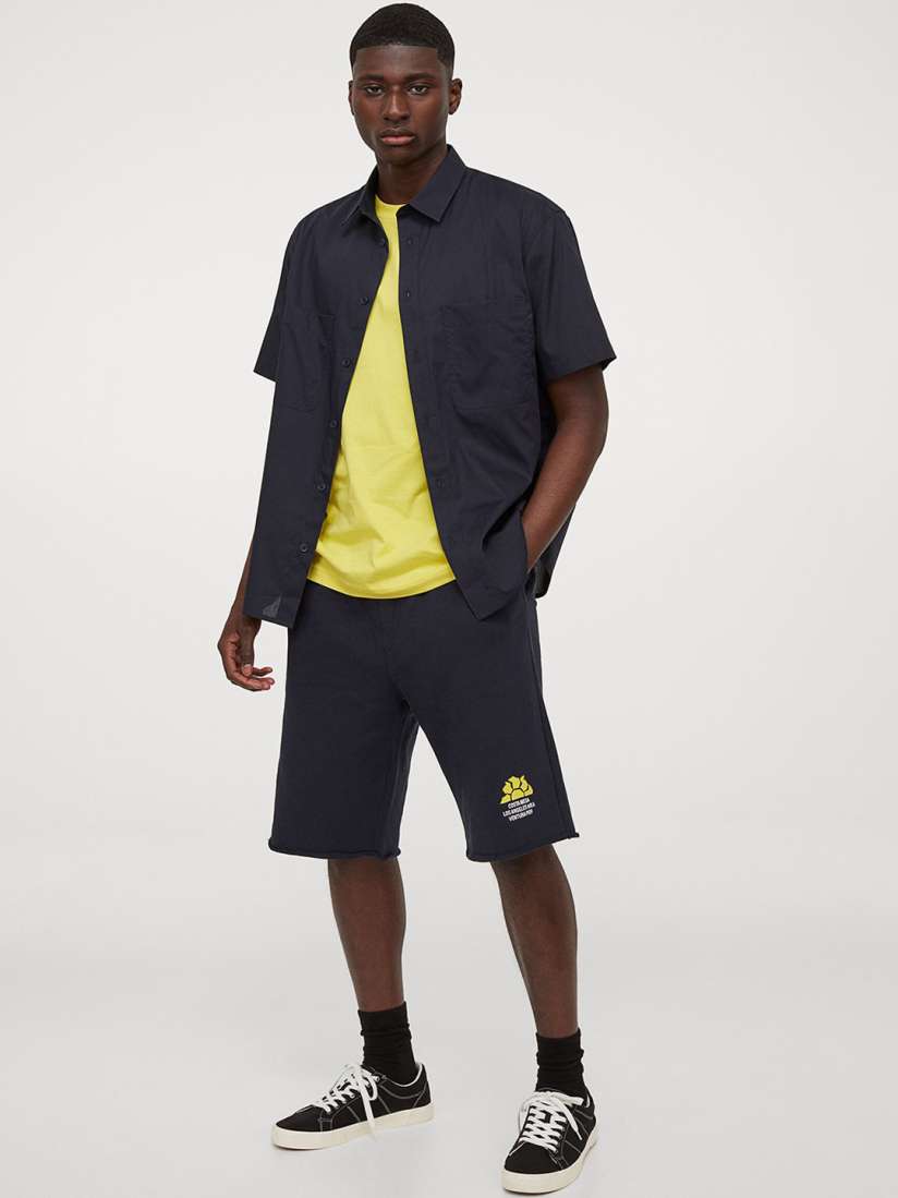 Buy H M Men Navy Blue Relaxed Fit Sweatshirt Shorts Shorts for Men 14420342 Myntra