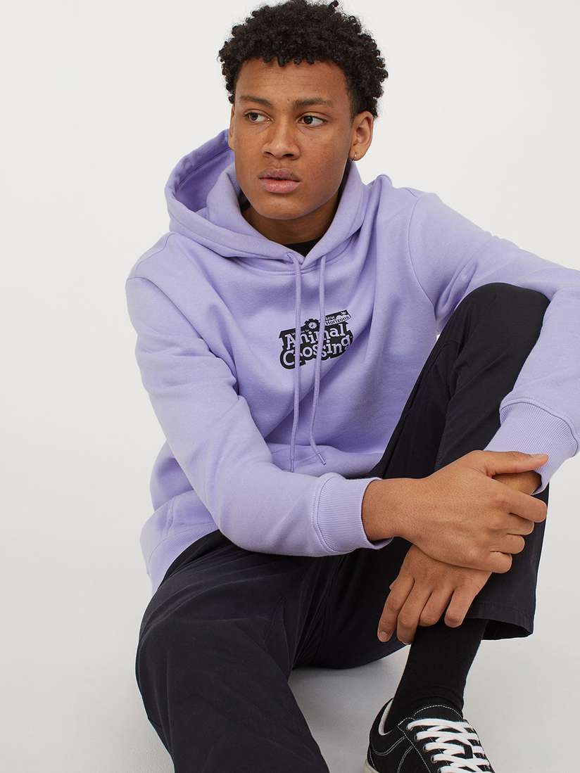 Mens Hoodies Purple Hoodie H&m H&M Men Purple Printed Regular