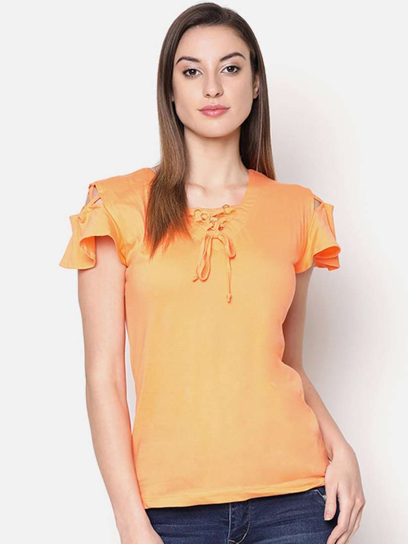 Chambray cold shoulder top clearance