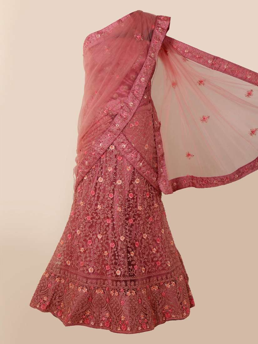 Buy Pothys Pink Embroidered Net Traditional Half Saree Sarees for Women 14230702 Myntra