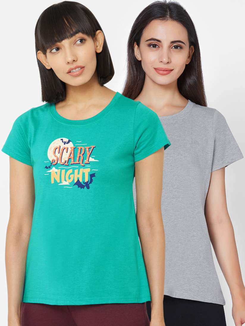 Buy Soie Women Pack Of 2 Lounge T Shirts Lounge Tshirts for Women 14255980 Myntra