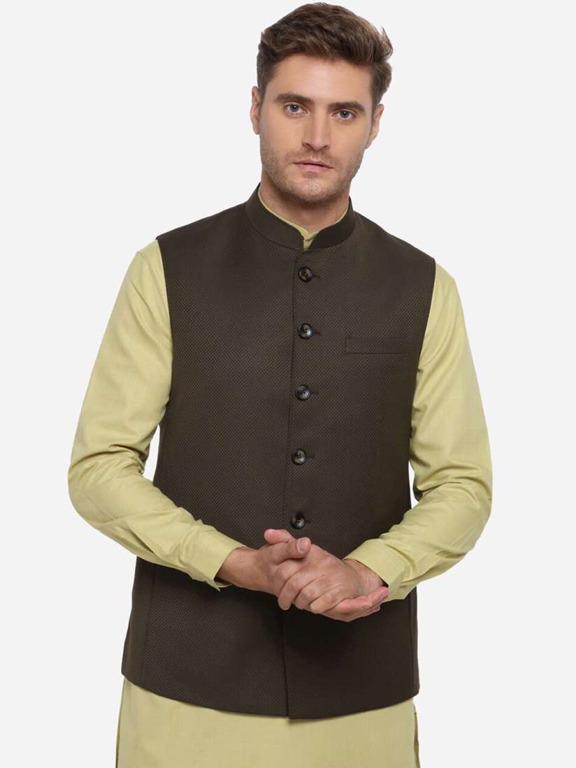 Buy MODI JACKET Men Brown Woven Design Nehru Jacket Nehru Jackets for Men 14263228 Myntra