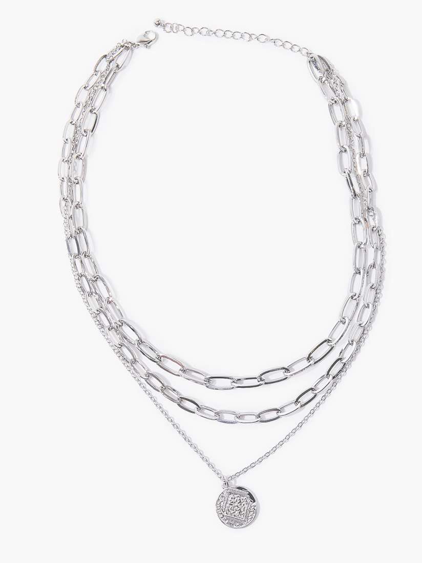 Buy FOREVER 21 Silver Toned Metal Coin Pendant Layered Necklace Necklace and Chains for Women 14433746 Myntra