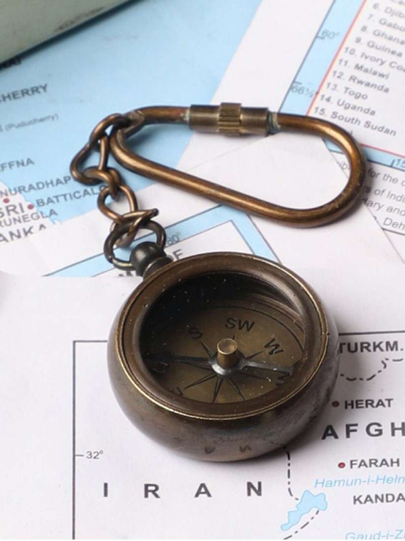 Vintage compass keychain top