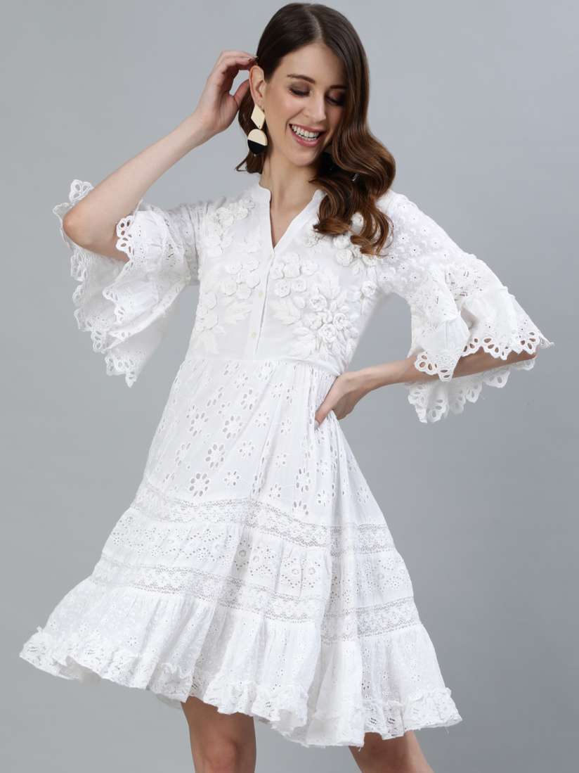 White schiffli dress deals