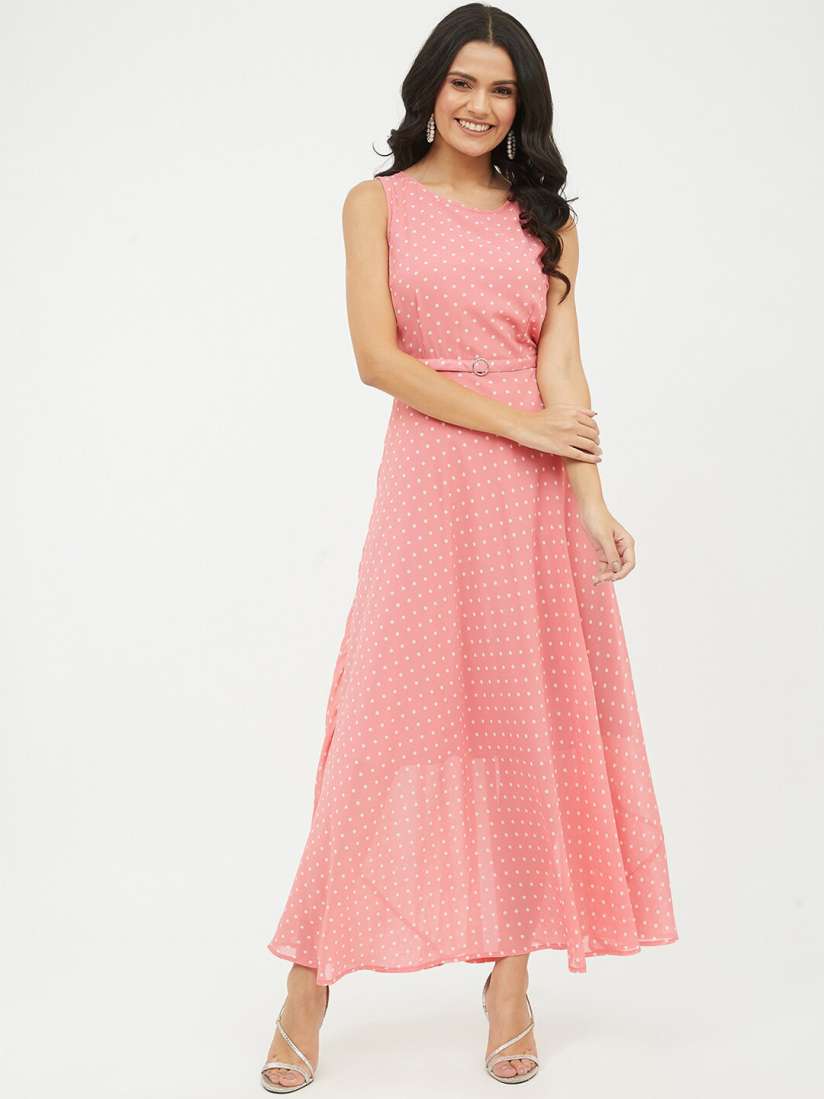 Buy Harpa Pink Georgette Maxi Dress Dresses for Women 14530548 Myntra