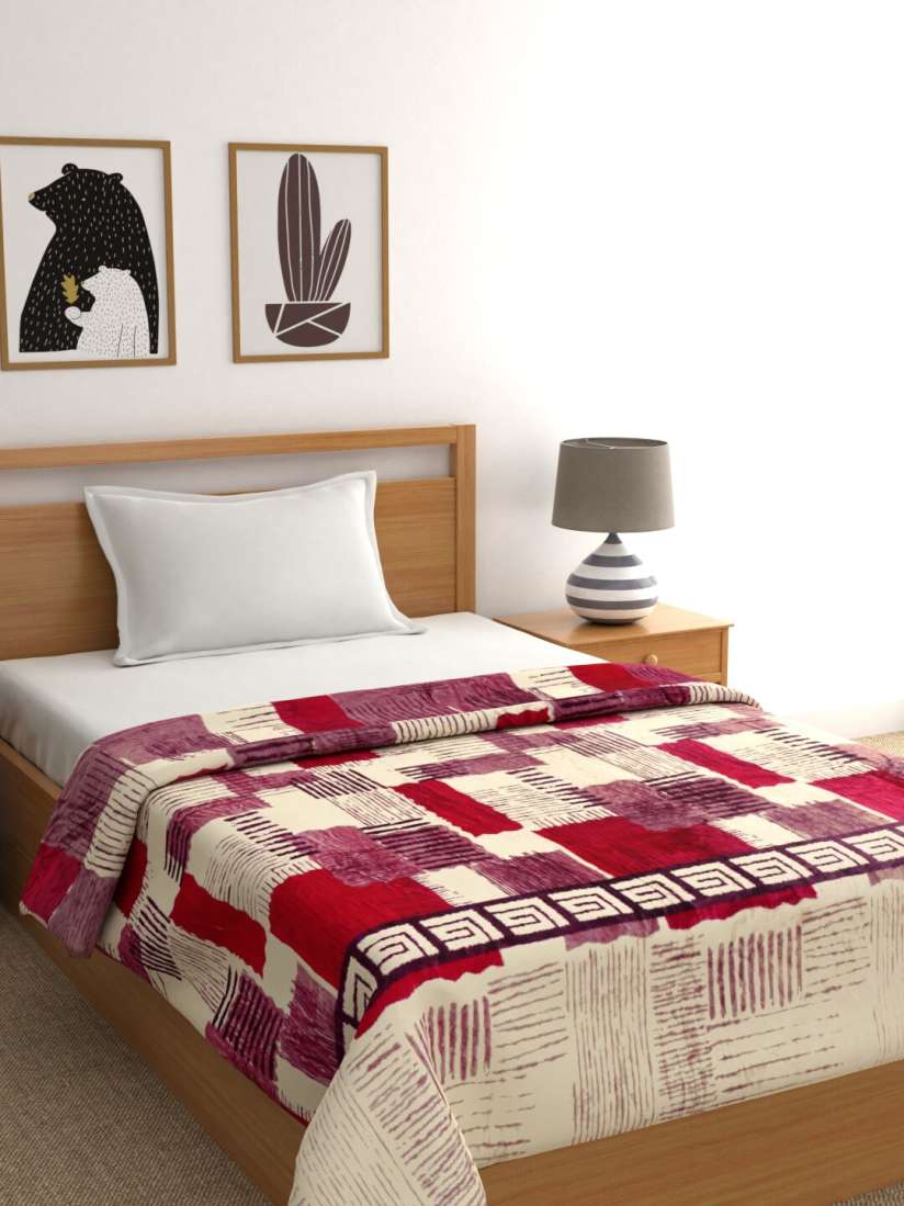Buy Raymond Home Beige Burgundy Geometric AC Room 233 GSM Single Bed Blanket Blankets Quilts and Dohars for Unisex 14537822 Myntra