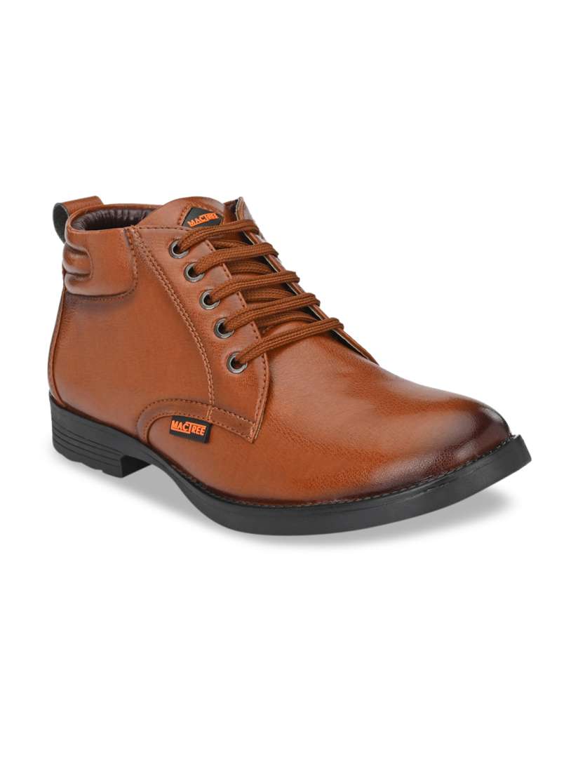 Buy Mactree Men Tan Brown Mid Top Lightweight Flat Boots Casual Shoes for Men 14570514 Myntra