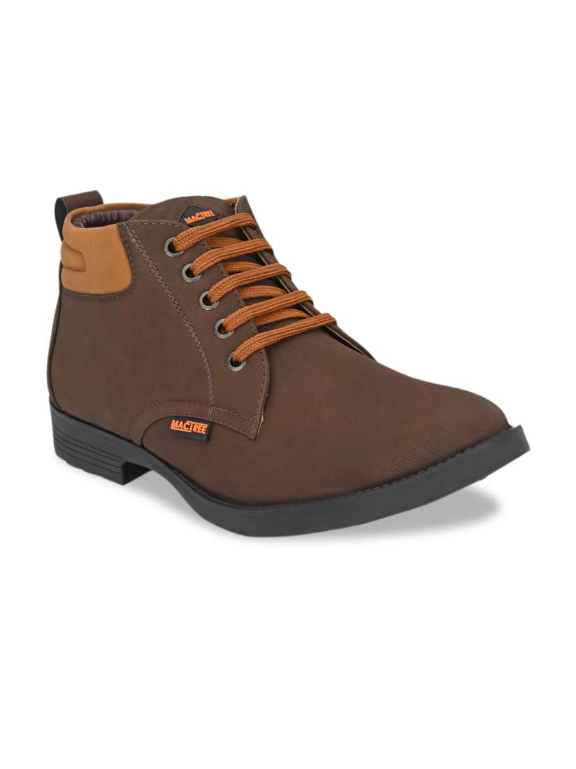 Buy Mactree Men Brown Suede Lightweight Mid Top Flat Boots Casual Shoes for Men 14570494 Myntra