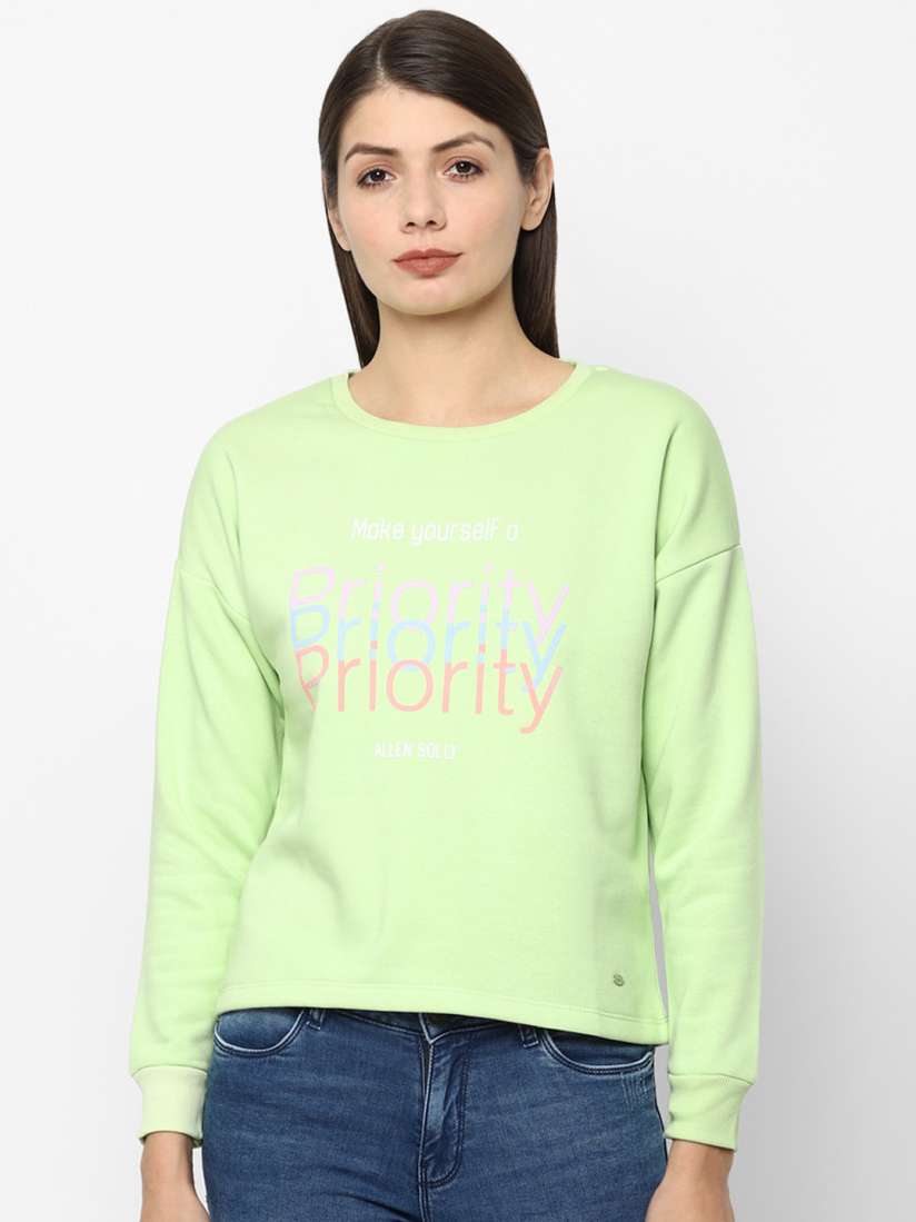 Buy Allen Solly Woman Women Green Printed Sweatshirt Sweatshirts for Women 14439606 Myntra