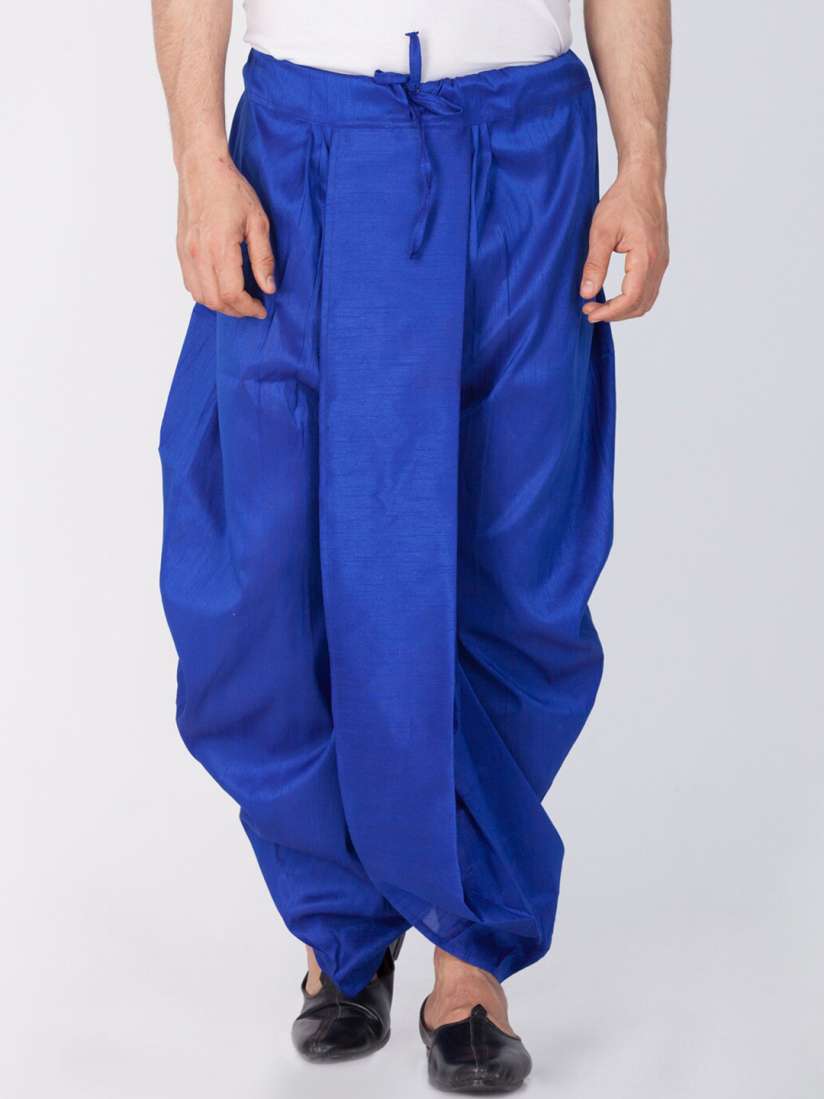 Buy VASTRAMAY Men Blue Solid Silk Dhoti Pants Dhotis for Men 14446342 Myntra