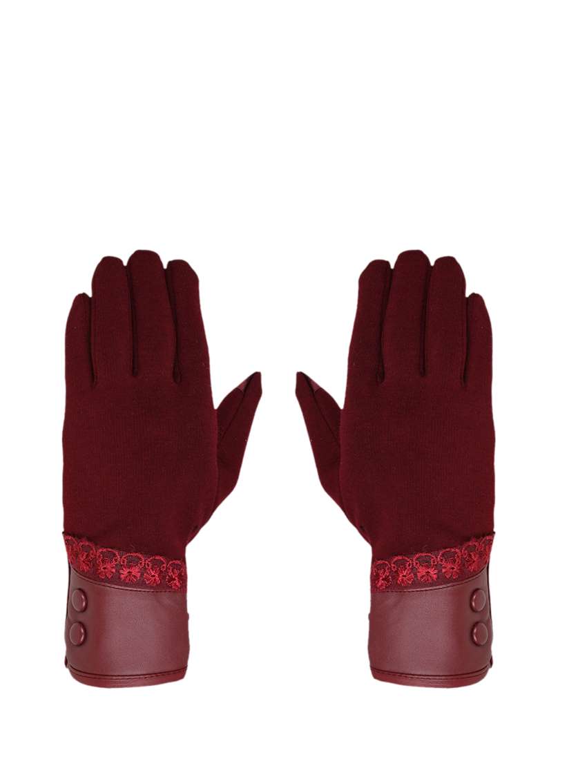 Buy FabSeasons Women Maroon Solid Acrylic Winter Gloves Gloves for Women 14616102 Myntra