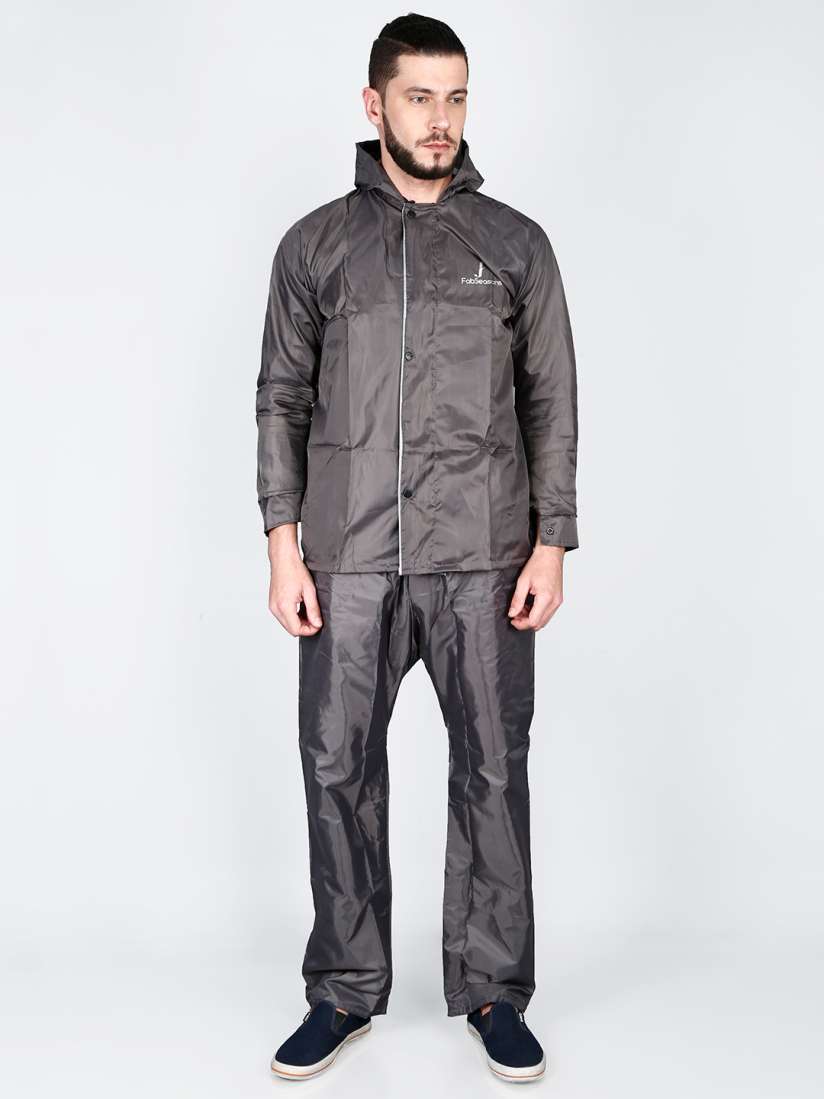 Buy FabSeasons Grey Reversible Waterproof Raincoat with Adjustable Hood and Reflector Rain Suit for Unisex 14628194 Myntra