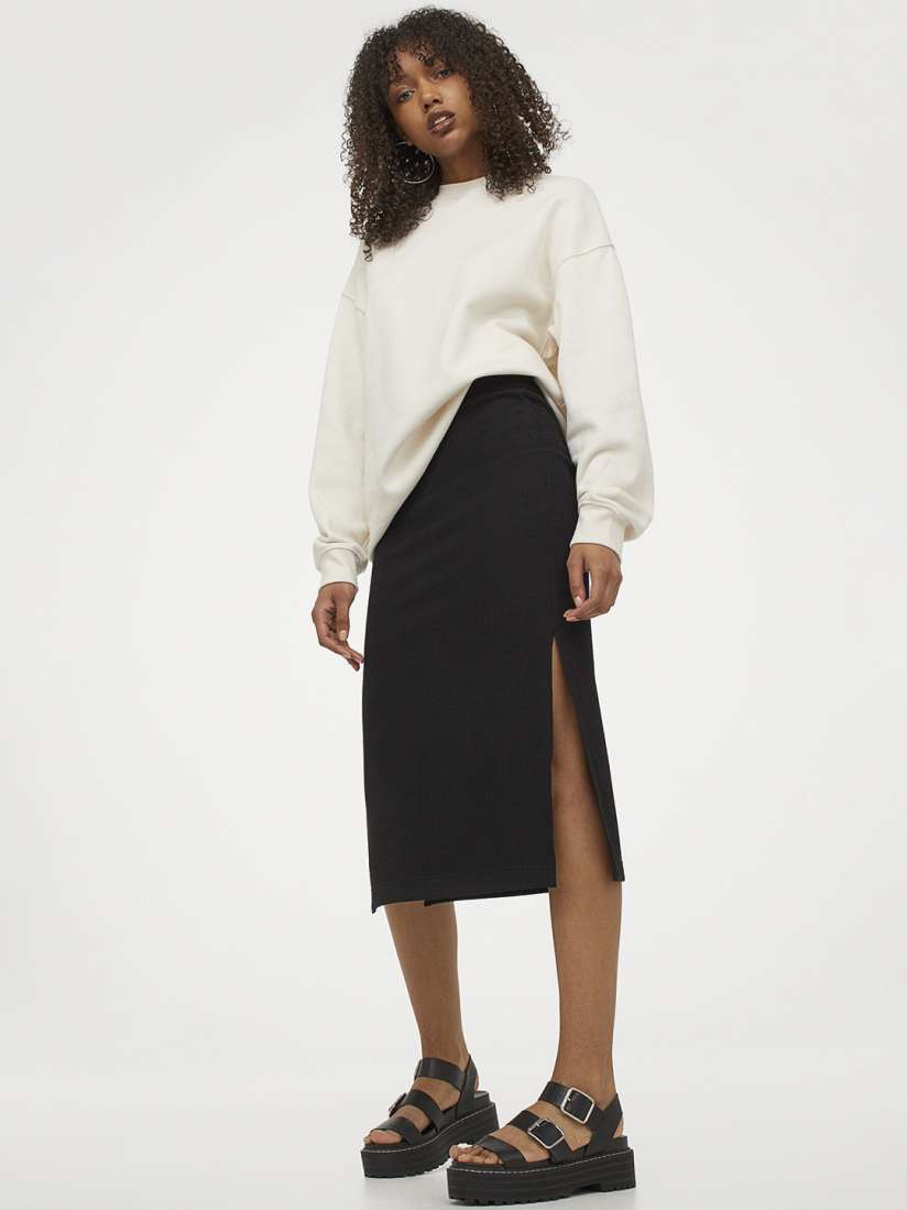 Buy H M Black Knee Length Skirt Skirts for Women 14619790 Myntra