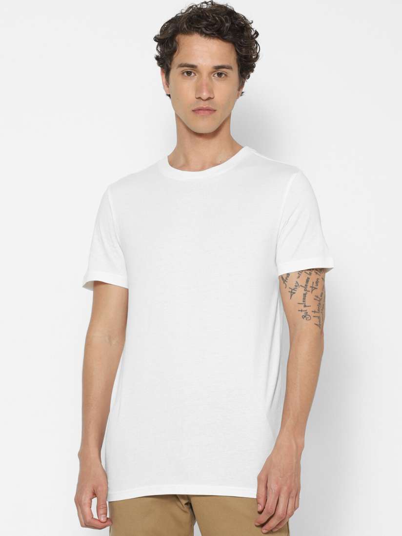 Buy FOREVER 21 Men White Basic Slim Fit Heathered Crew Neck T shirt Tshirts for Men 14609962 Myntra