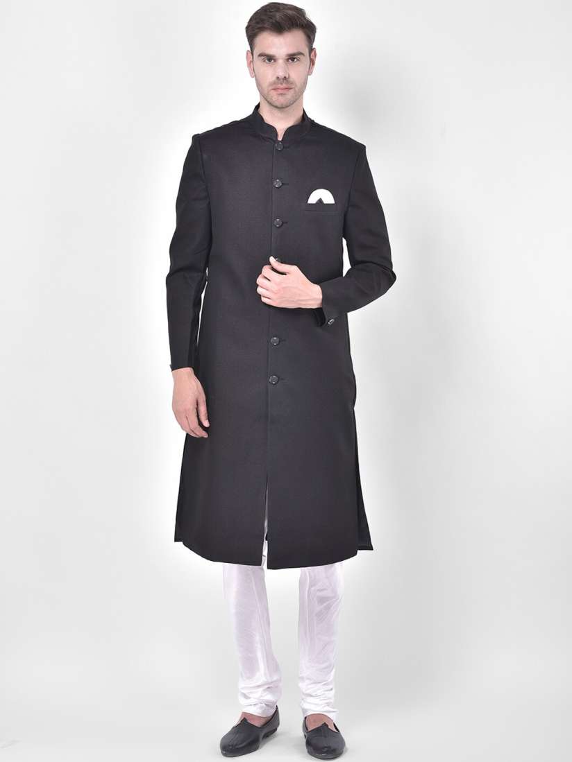 Buy SG RAJASAHAB Men Black White Solid Sherwani Set Sherwani for Men 14636470 Myntra