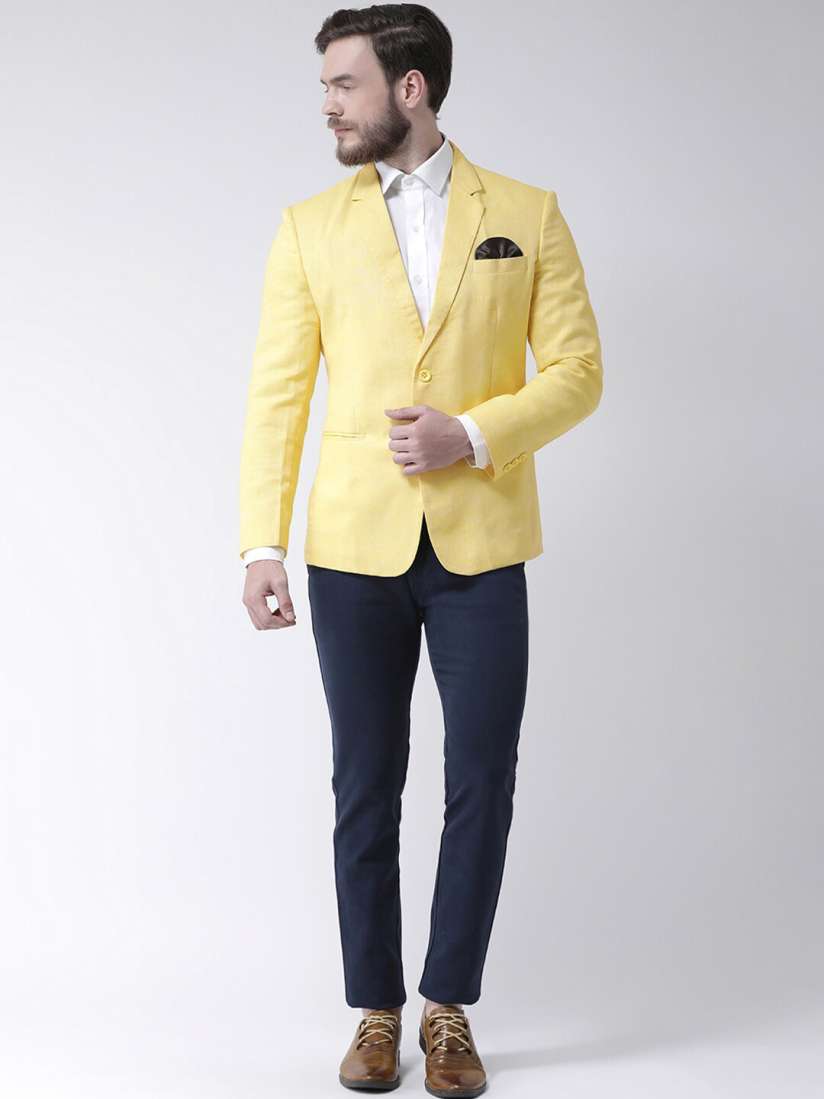 Yellow linen blazer mens deals