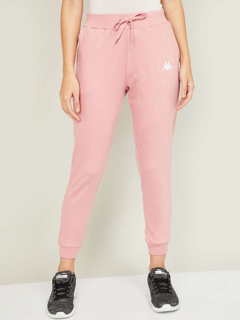 Buy Kappa Women Pink White Printed Cotton Cropped Joggers Track Pants for Women 14642510 Myntra