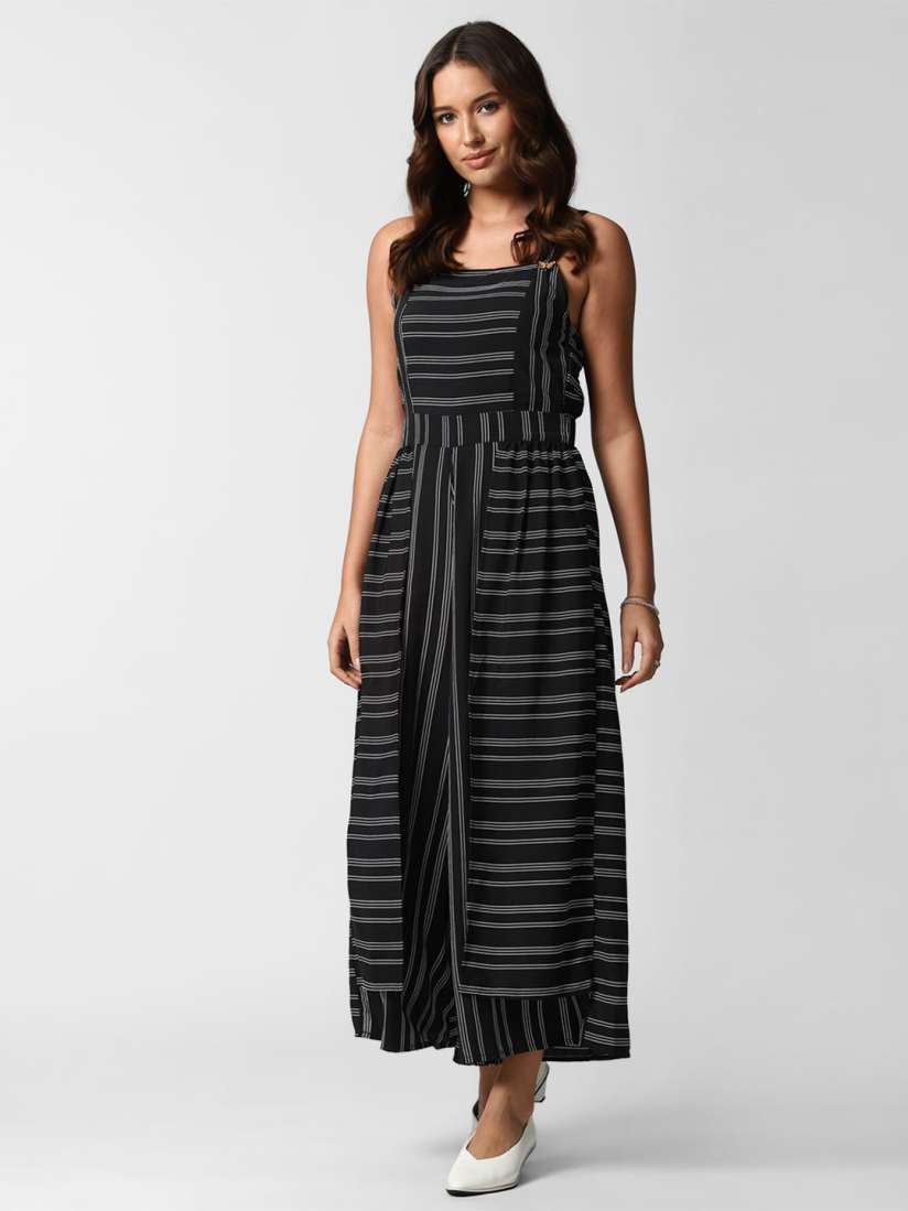 Buy FOREVER 21 Black White Striped Basic Jumpsuit Jumpsuit for Women 14615770 Myntra