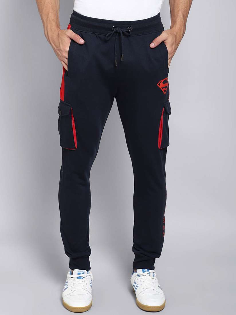 Buy Free Authority Men Navy Blue Superman Featured Solid Straight Fit Joggers Track Pants for Men 14644966 Myntra