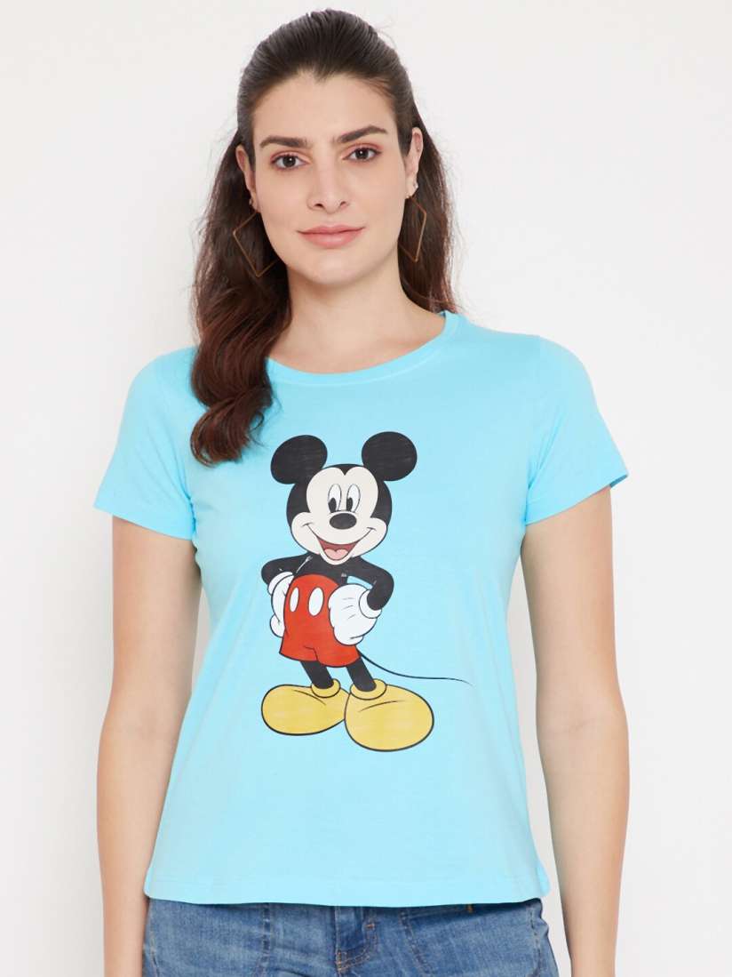 Buy Disney by Wear Your Mind Women Blue Mickey Mouse Printed T shirt Tshirts for Women 14643148 Myntra