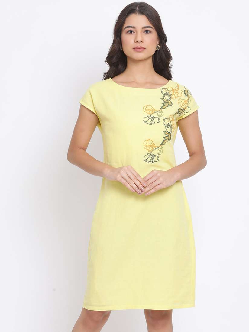 Floral embroidered sheath dress best sale