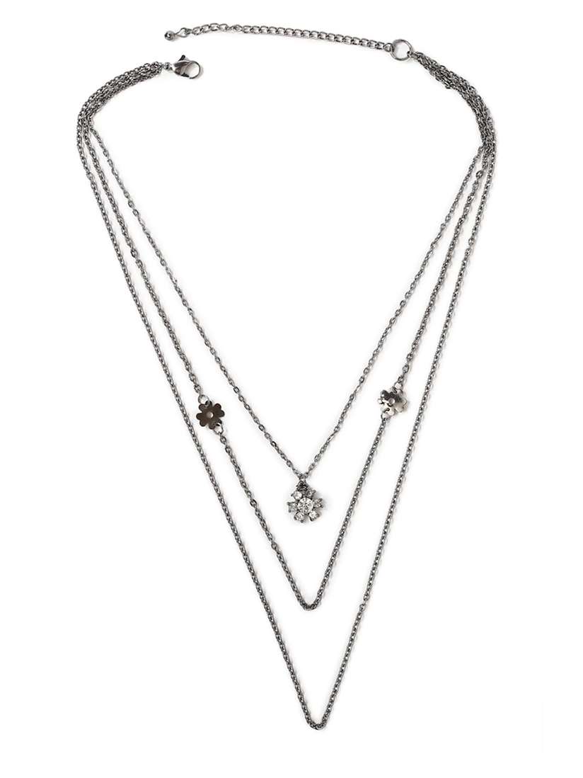 Buy FOREVER 21 Silver White Layered Necklace Necklace and